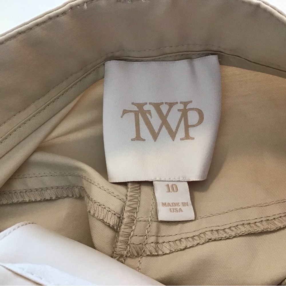 TWP Wide Leg Pants Light Khaki Pleat Front Green Street Size 10 - Picture 10 of 10